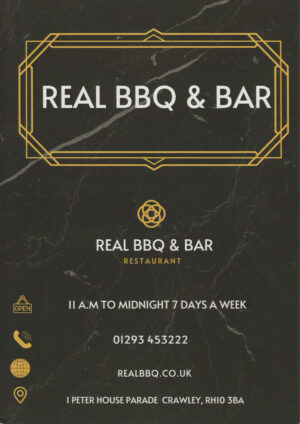 Real Barbecue & Bar Menu Page 1